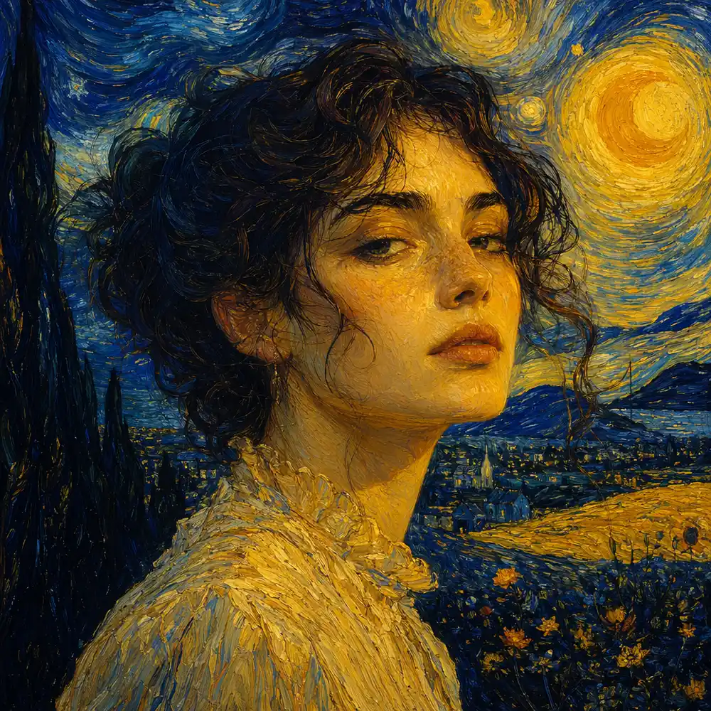 Contoh gaya tersendiri Van Gogh yang dicipta di CreateVision AI
