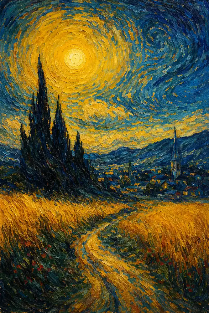 Contoh gaya tersendiri Van Gogh yang dicipta di CreateVision AI