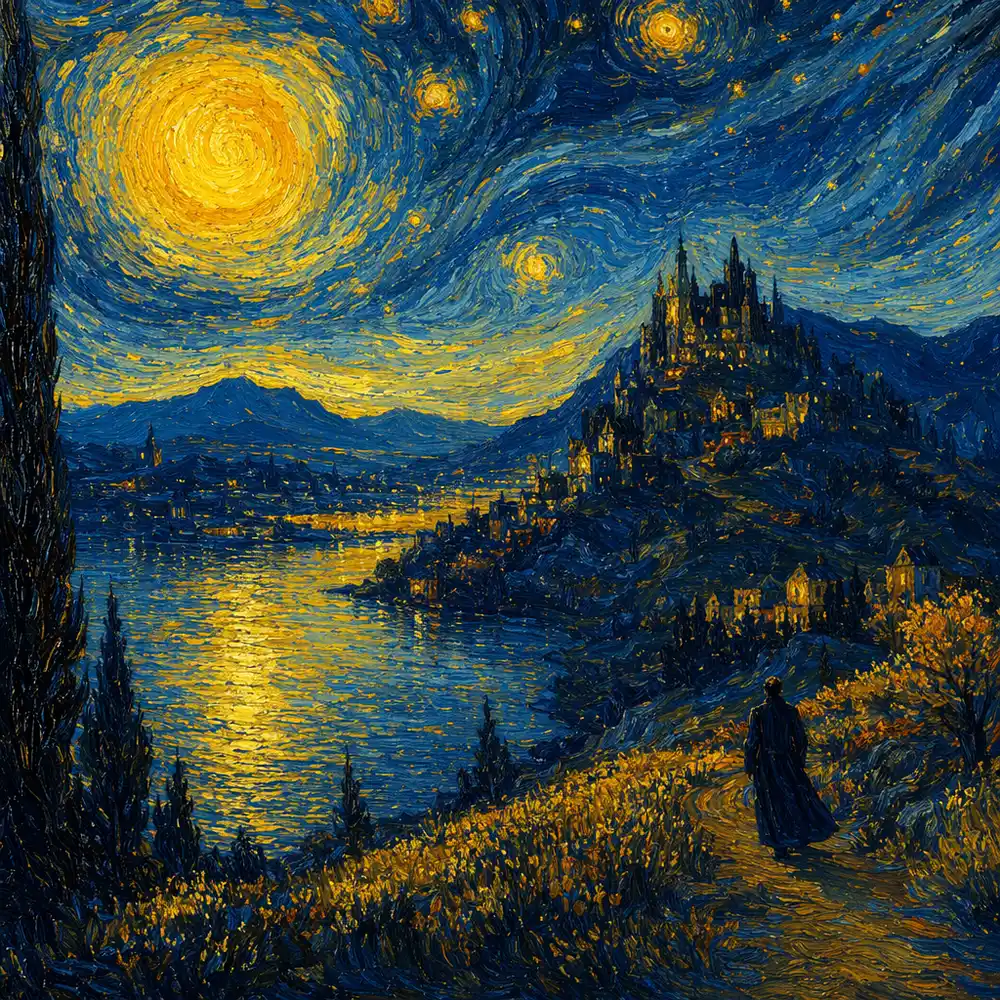 Contoh gaya tersendiri Van Gogh yang dicipta di CreateVision AI