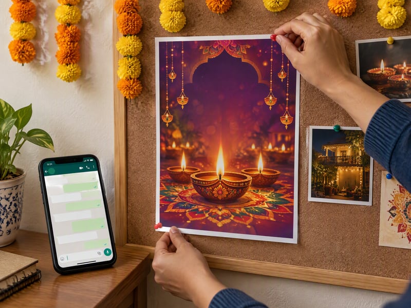 Step 3: sharing the finished Diwali card
