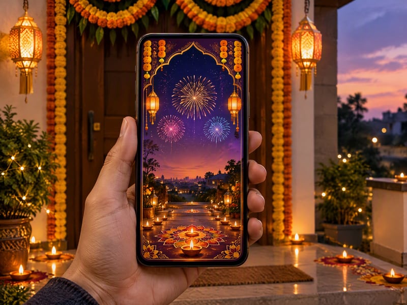 Diwali invitation card with date, time and address