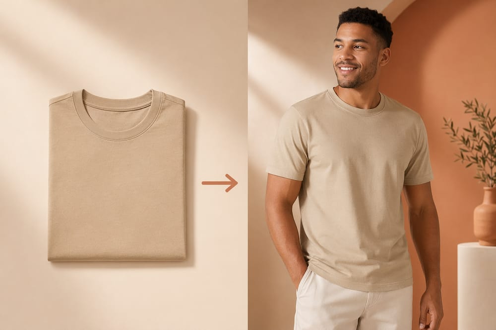 on-model product photos generated with ai from one photo