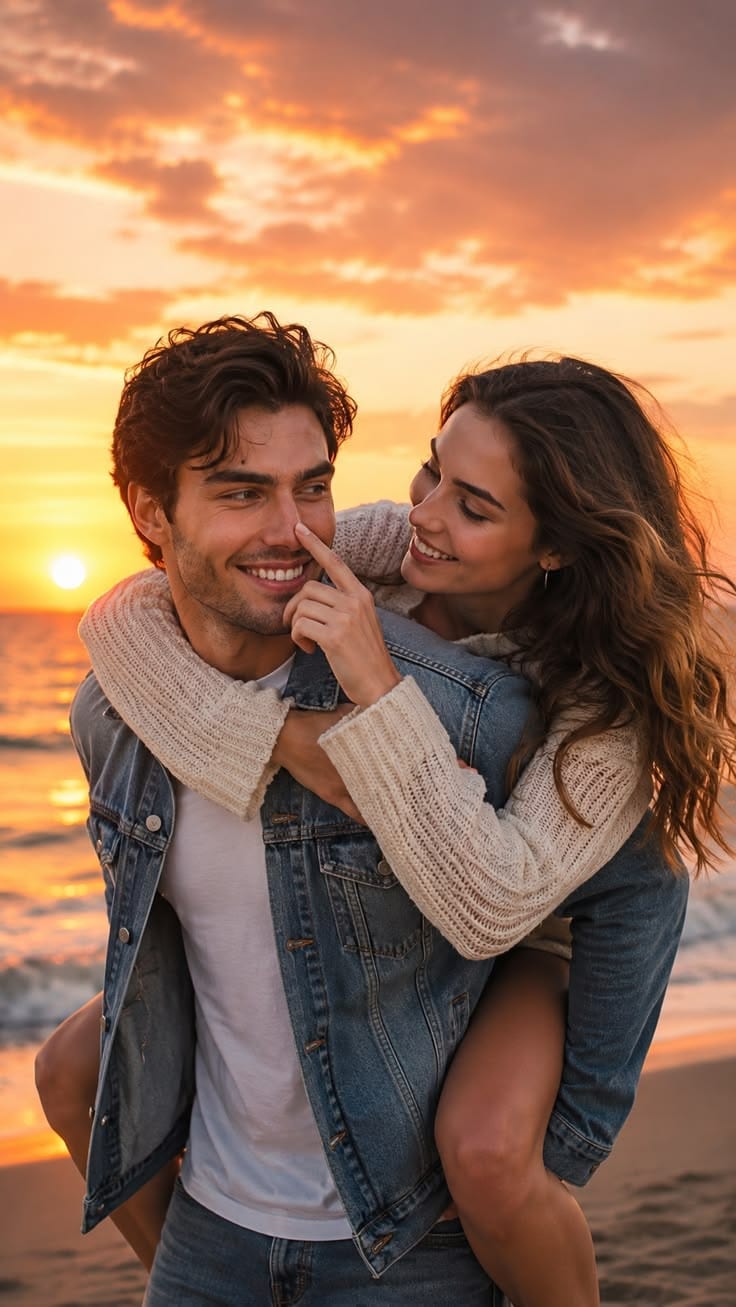 Beach Sunset Piggyback