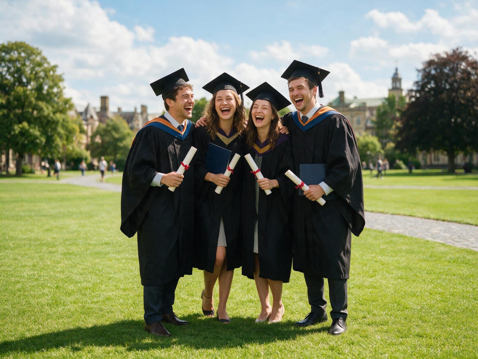 AI group photo example — graduation merged into one natural group picture