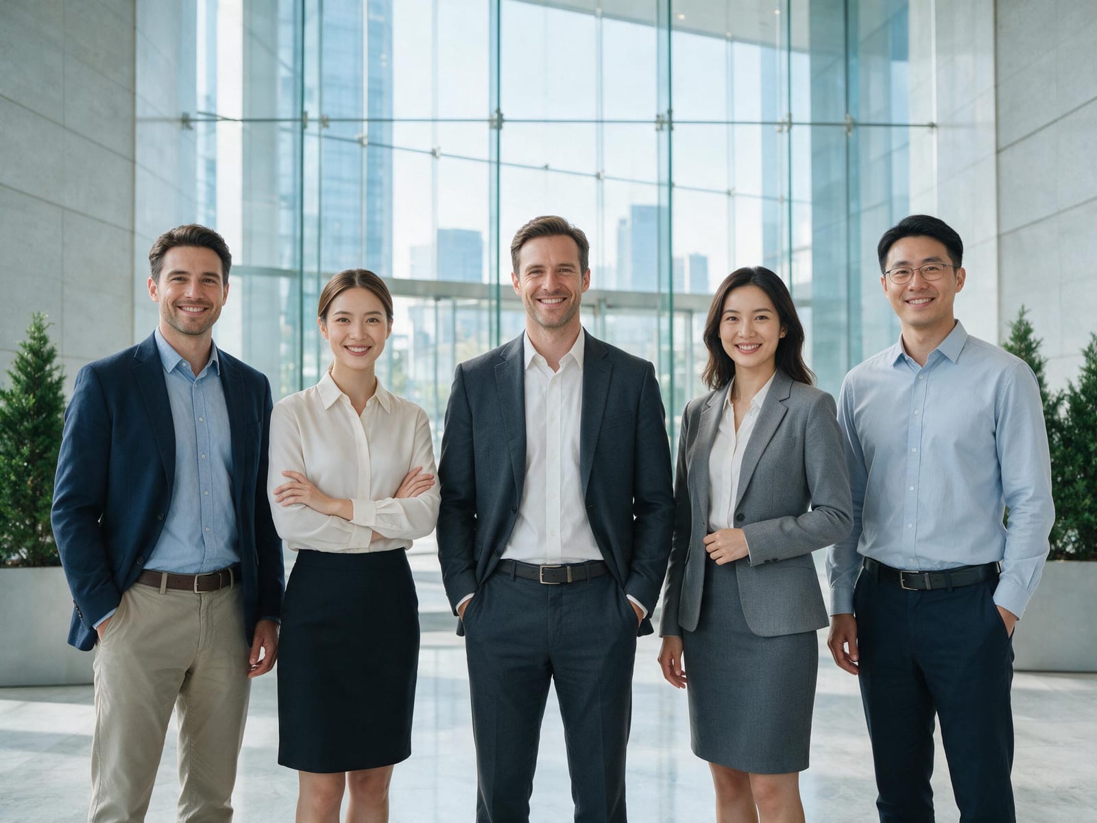 AI group photo example — team photo merged into one natural group picture