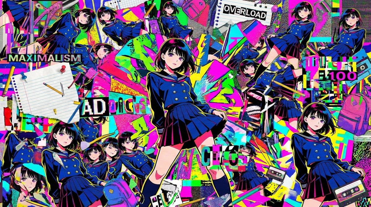 Chaotic Maximalist Anime Poster Prompt (100 Girls)