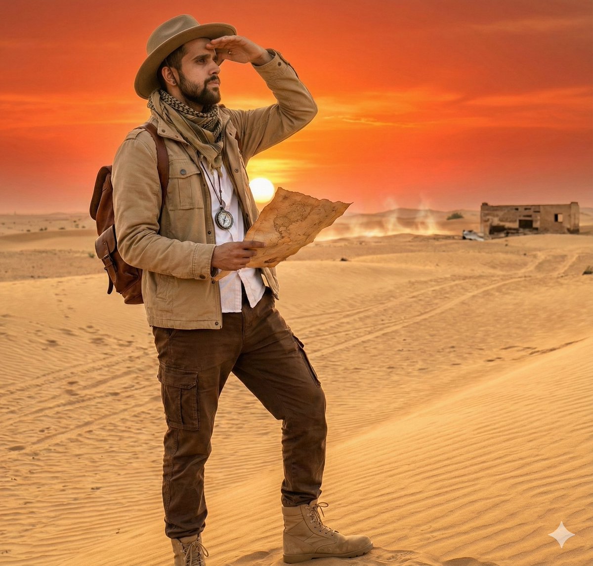 Cinematic Desert Explorer Scene Documentation - AI Prompt | CreateVision