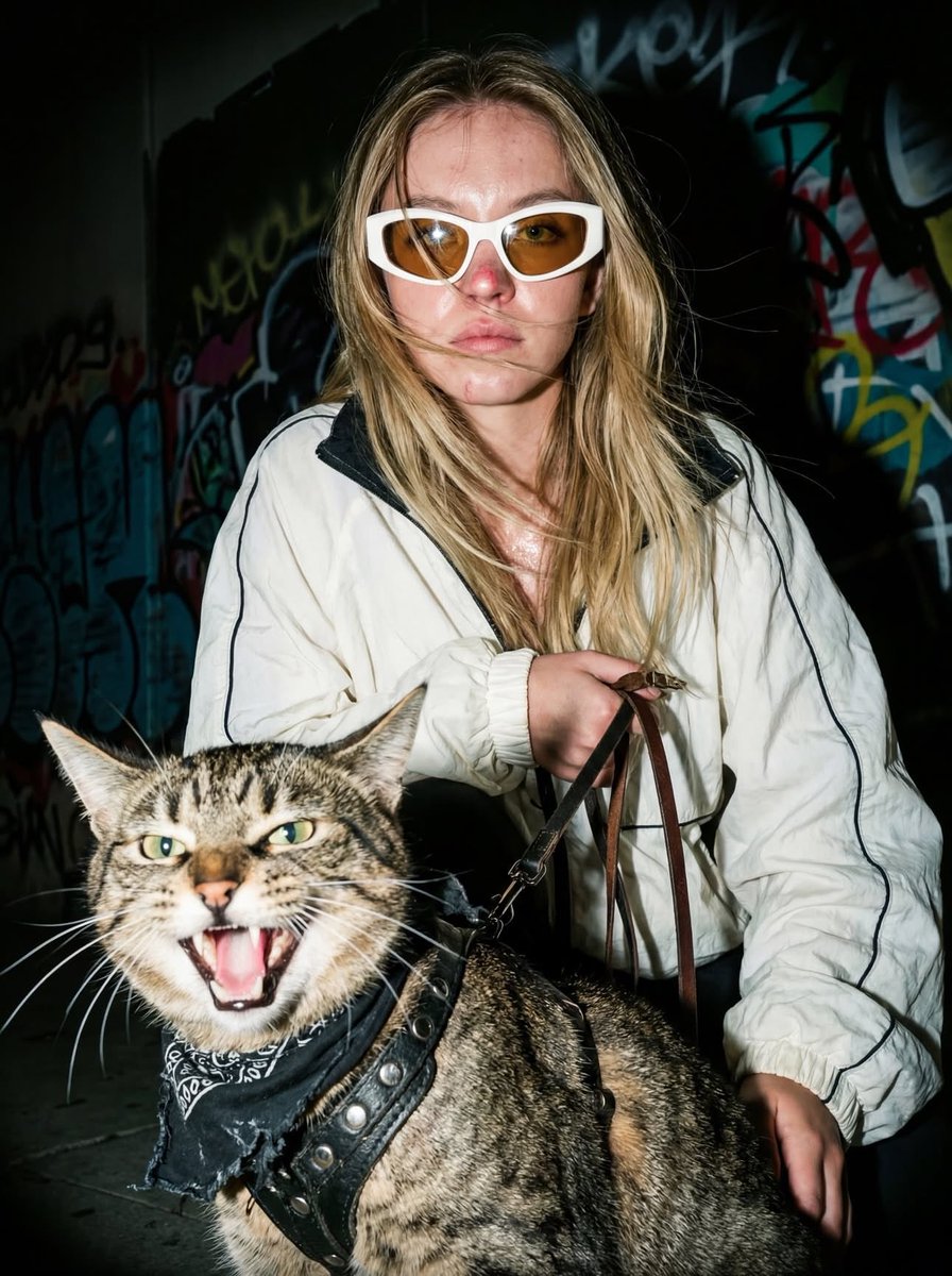 Edgy Flash Photography Portrait with Cat