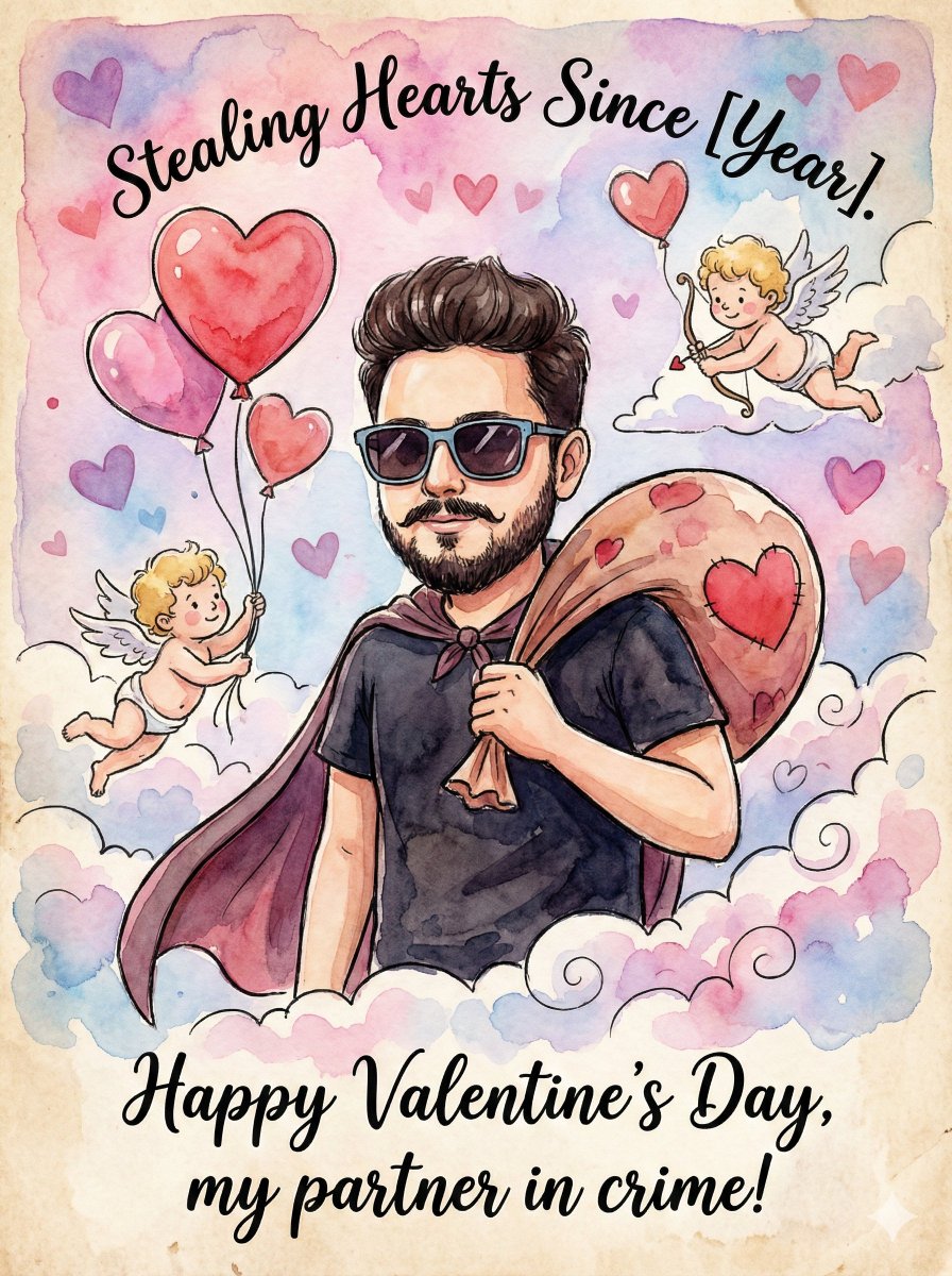 Image Transformation into Watercolor Valentine's Day Card