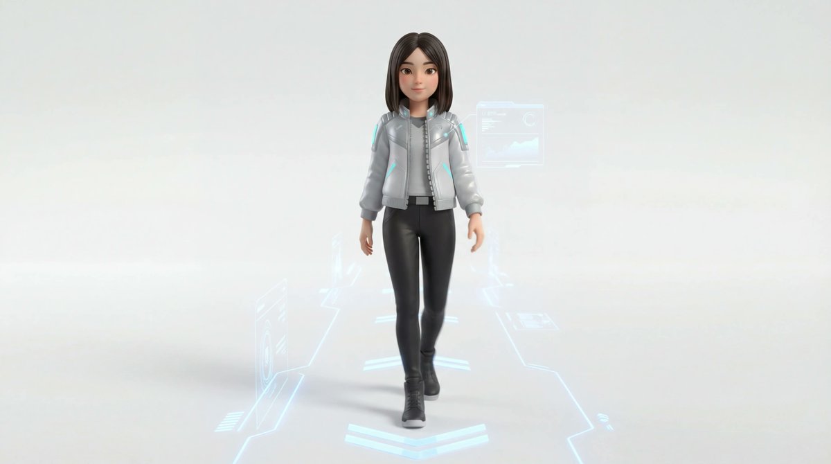 Medium Shot of Character Interacting with Floating Interface - AI ...